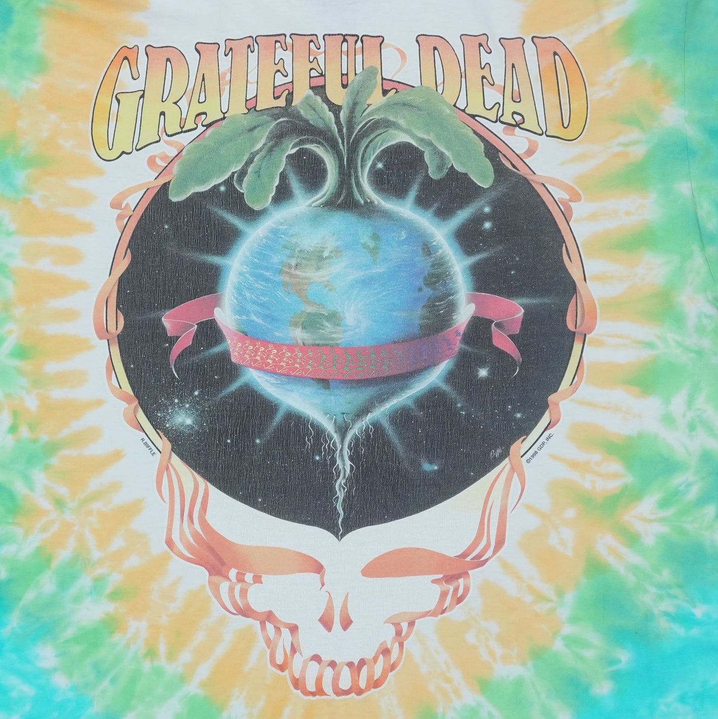 1998 Grateful Dead Keep It Green Tie Dye Shirt Detail
