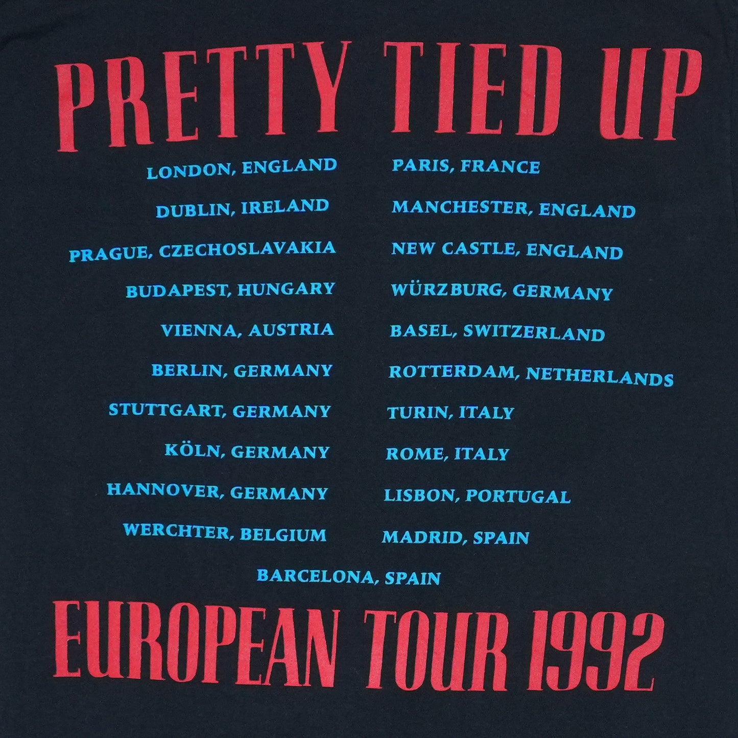 1992 Guns N Roses Pretty Tied Up Tour Shirt