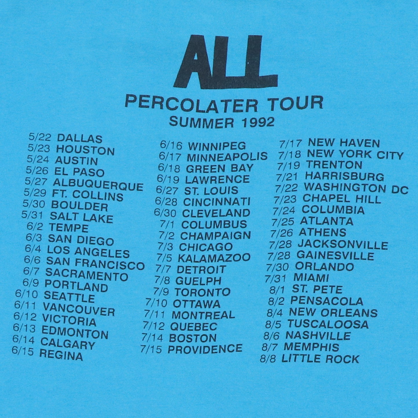 1992 All Percolator Tour Shirt