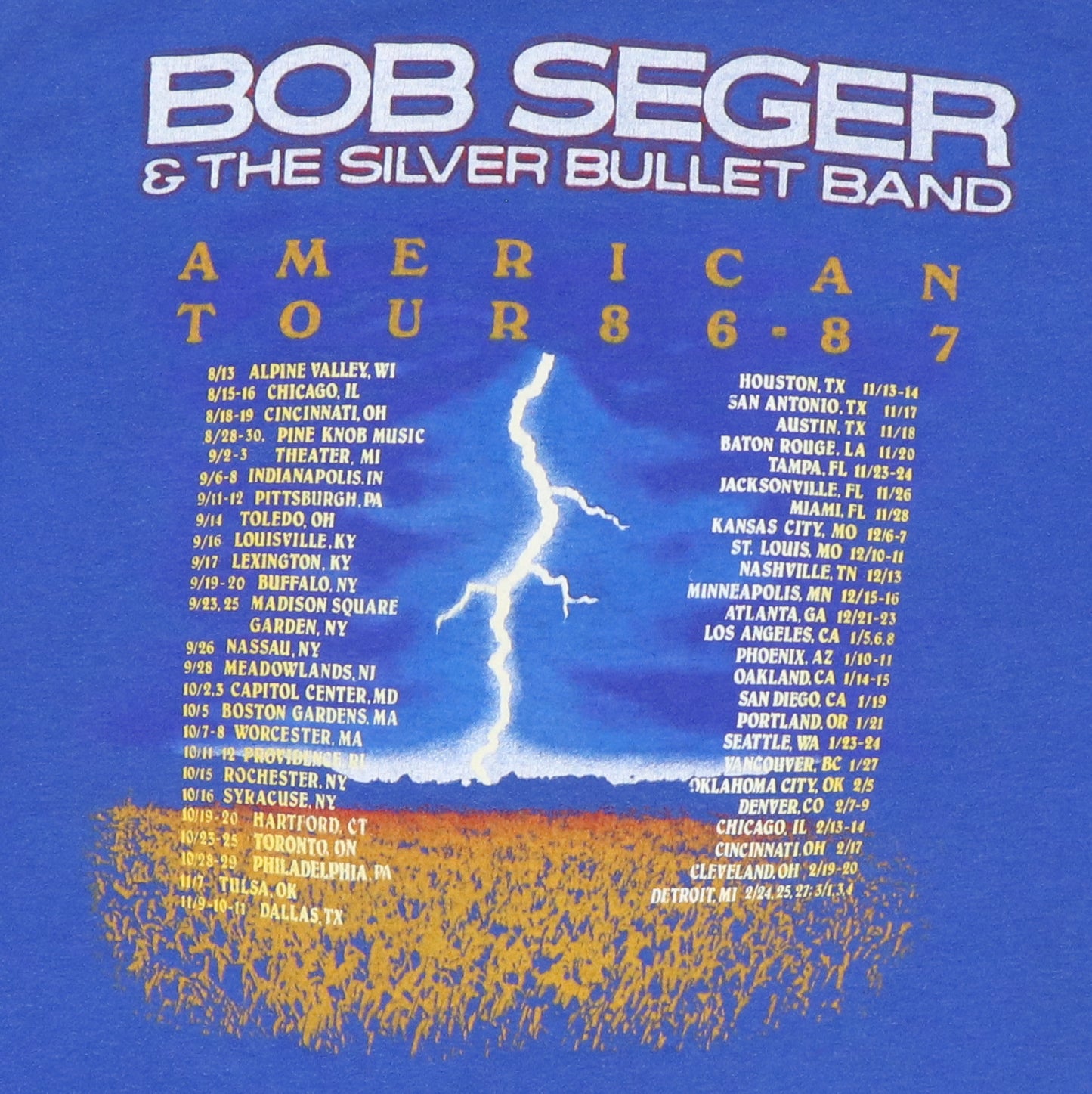 1986 Bob Seger & The Silver Bullet Band Tour Shirt