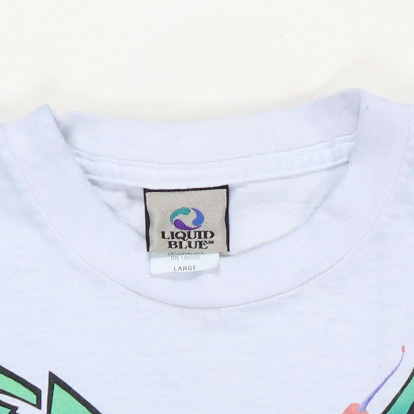 1990s Grateful Dead Liquid Blue Tie Dye Shirt Detail