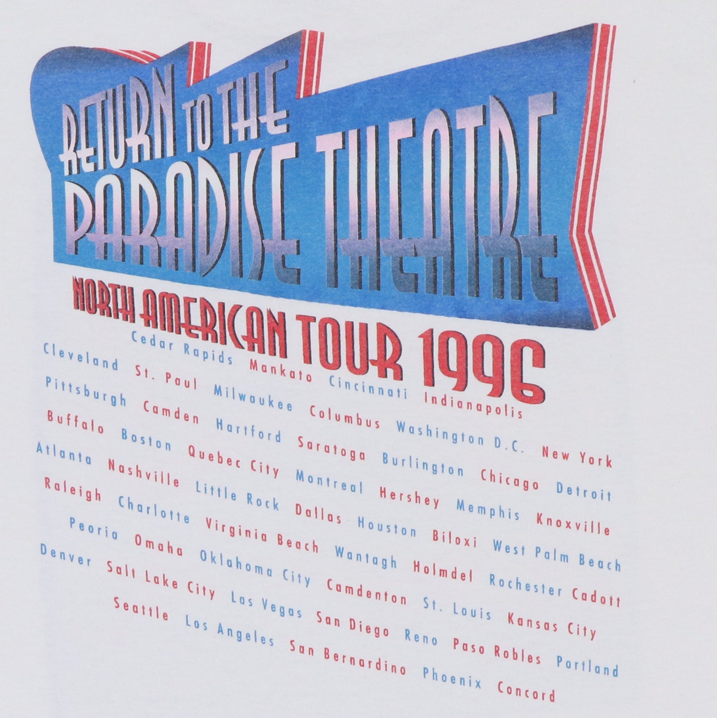 1996 Styx Return To Paradise Theatre Tour Shirt