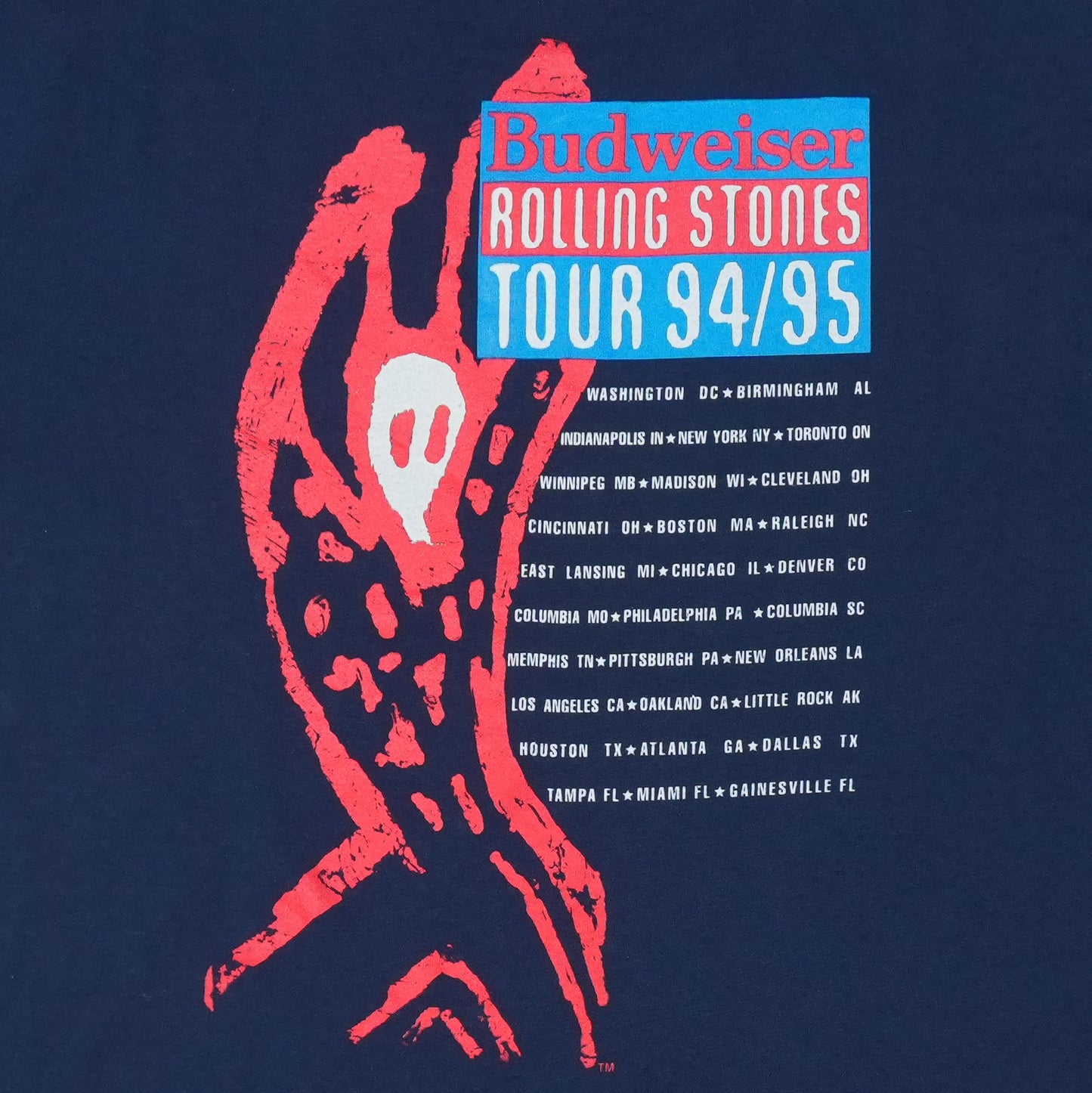 1994 Rolling Stones Voodoo Lounge Tour Shirt Detail