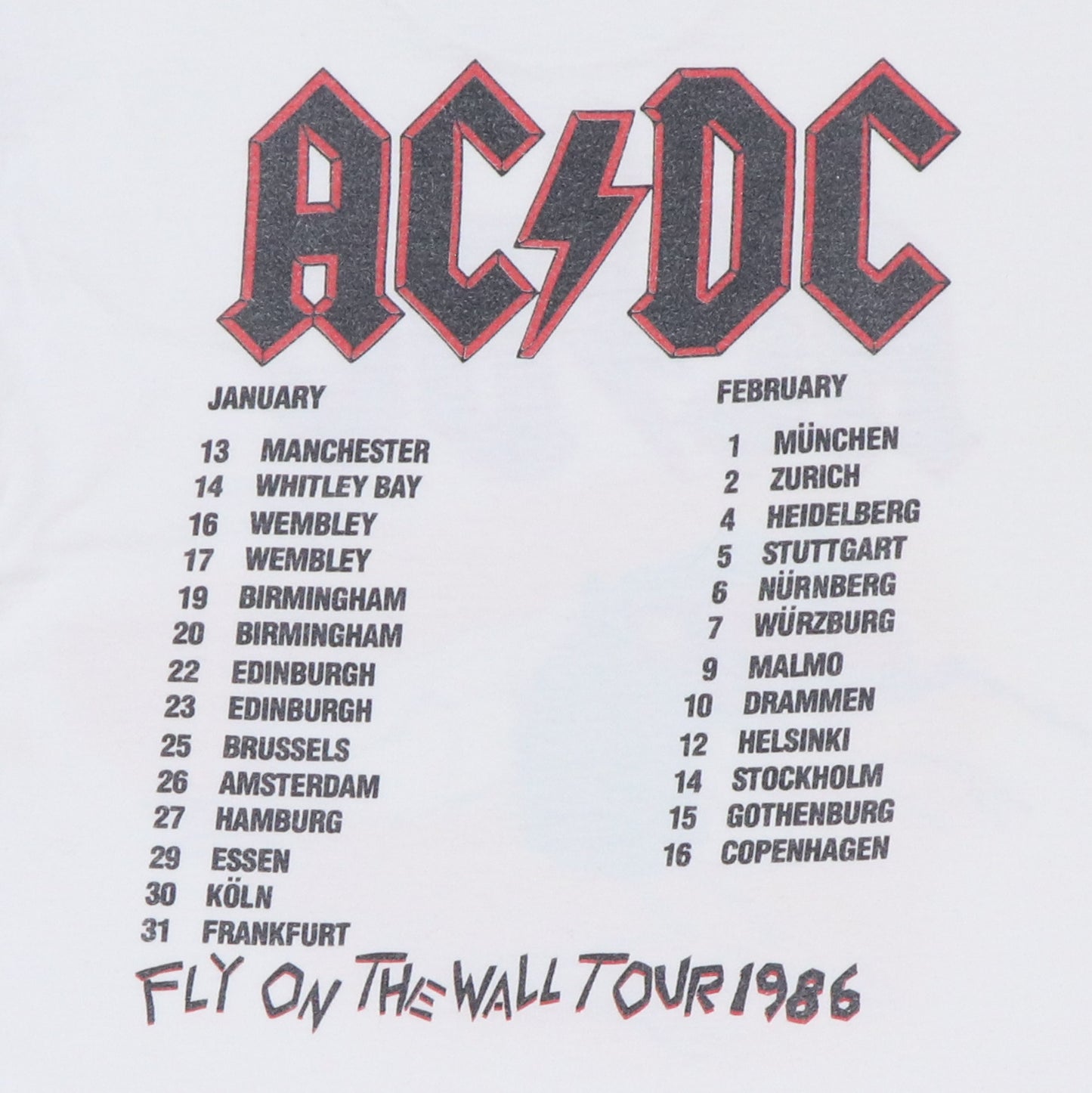 1986 ACDC Fly On The Wall Tour Shirt