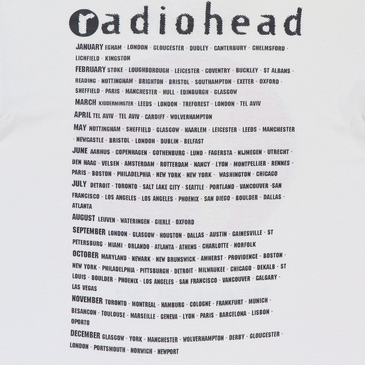 1993 Radiohead European Tour Shirt
