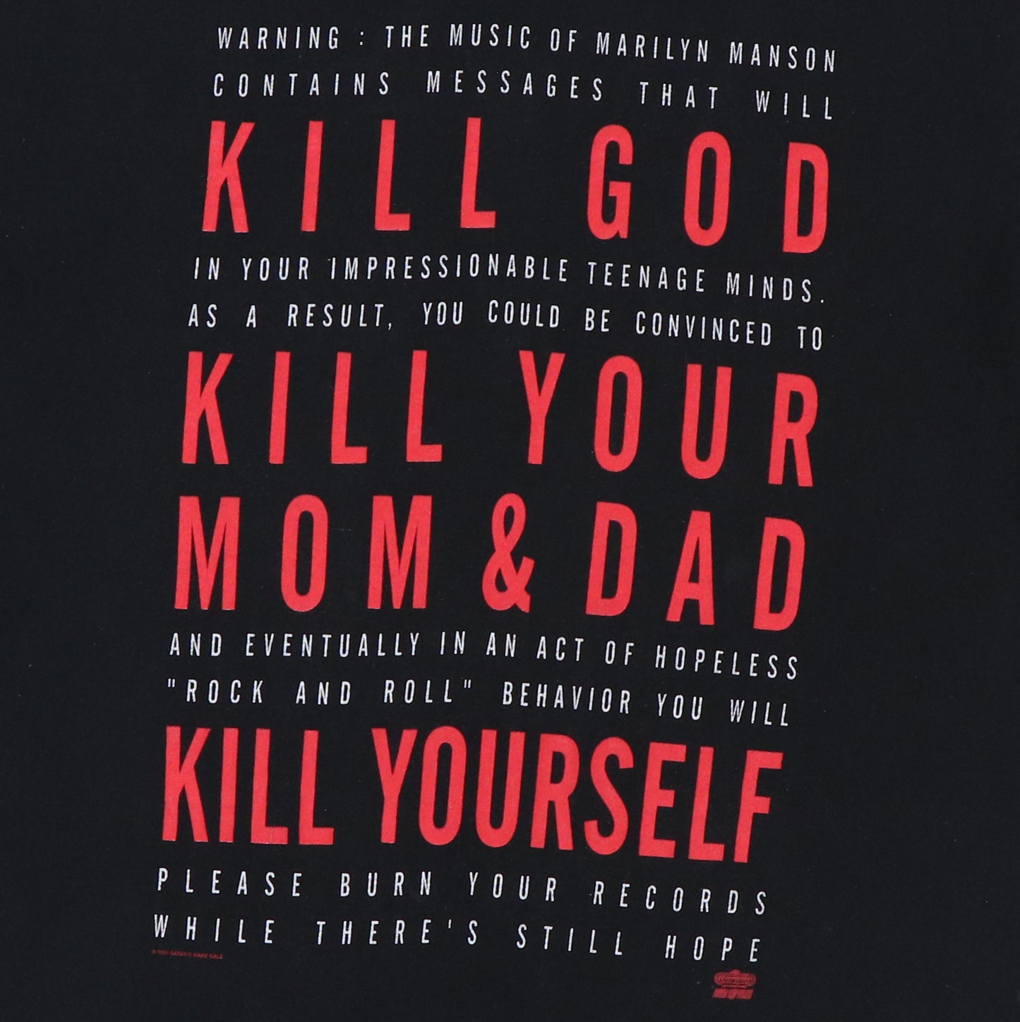 1994 Marilyn Manson Kill God Shirt