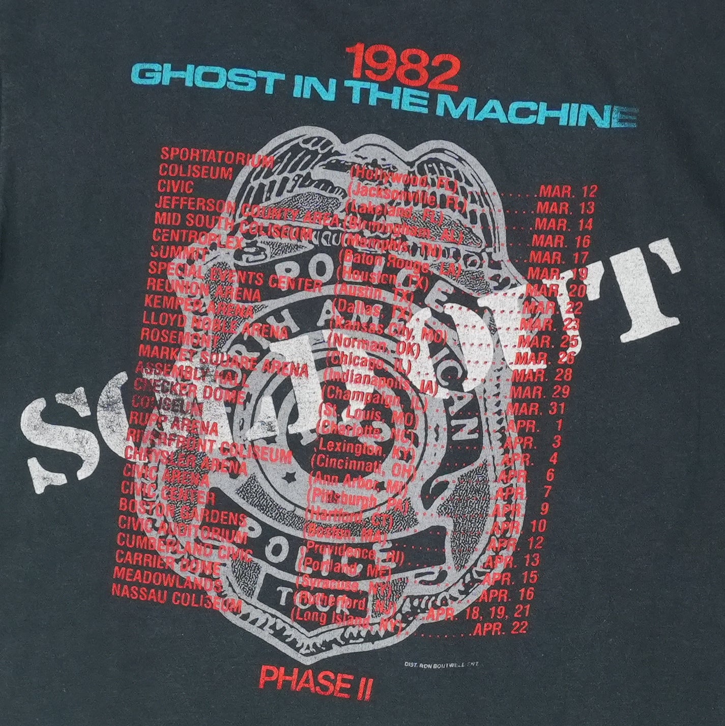 1982 The Police Ghost In The Machine Tour Shirt Detail
