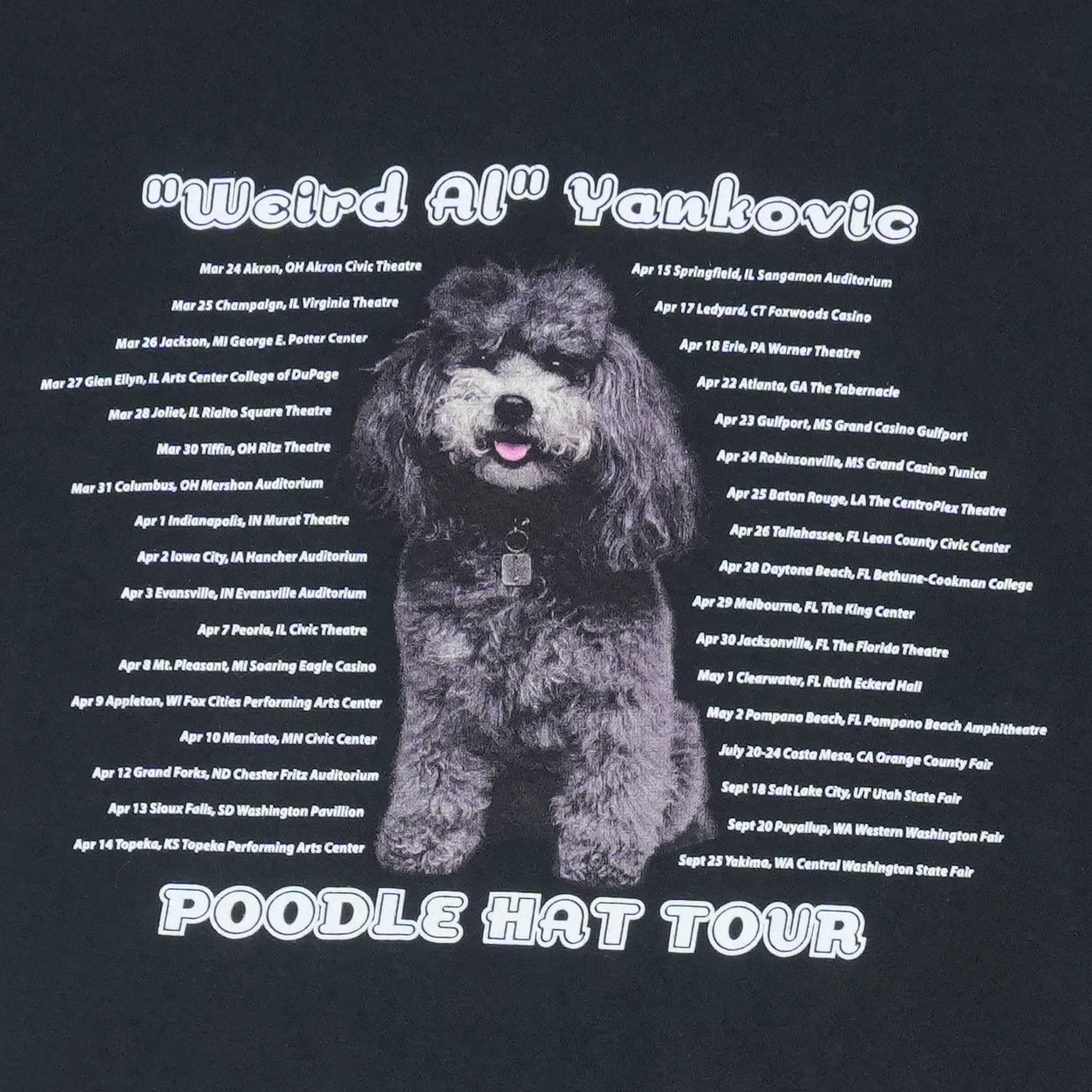 2003 Weird Al Yankovic Poodle Hat Tour Shirt Detail