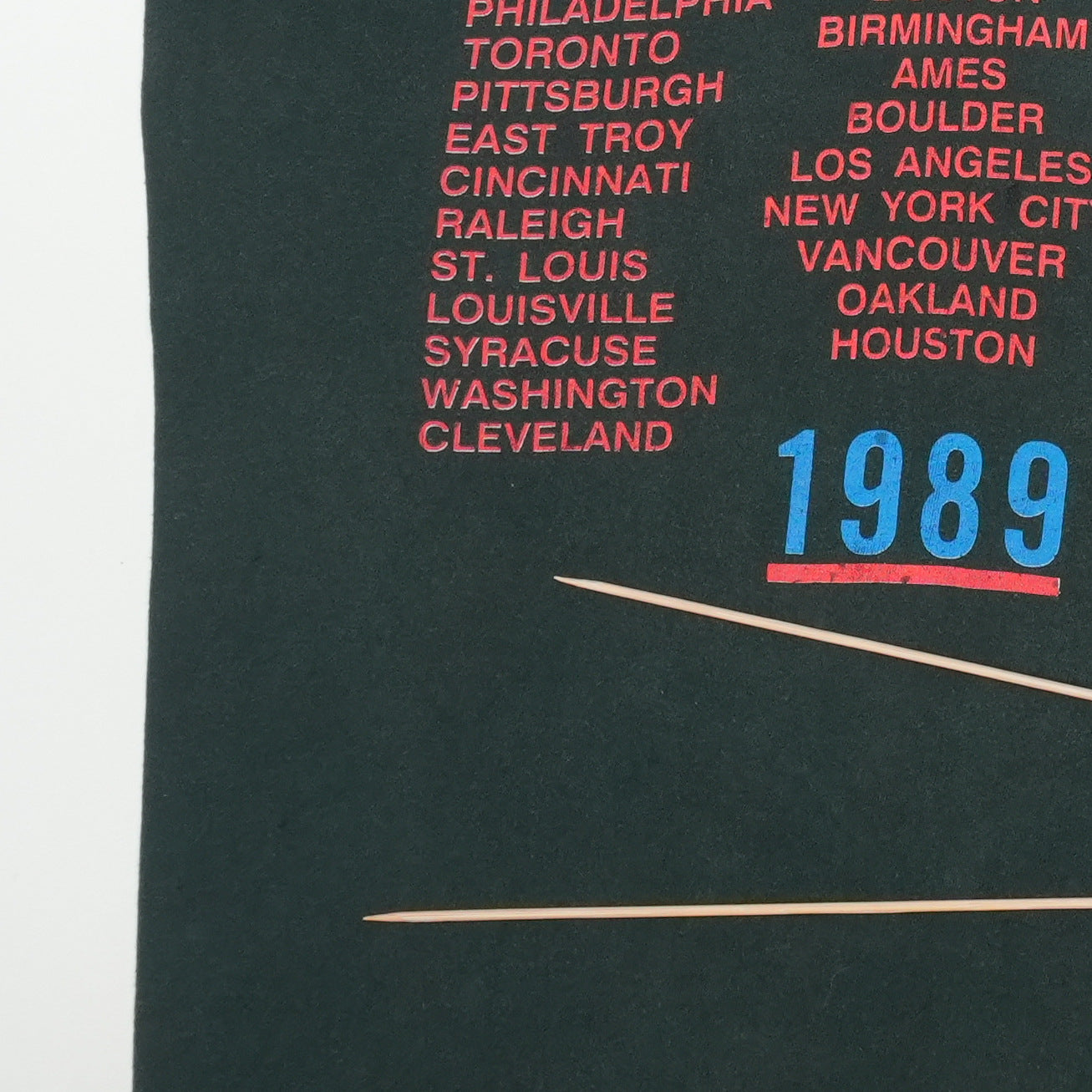 1989 Rolling Stones Steel Wheels Tour Shirt Detail