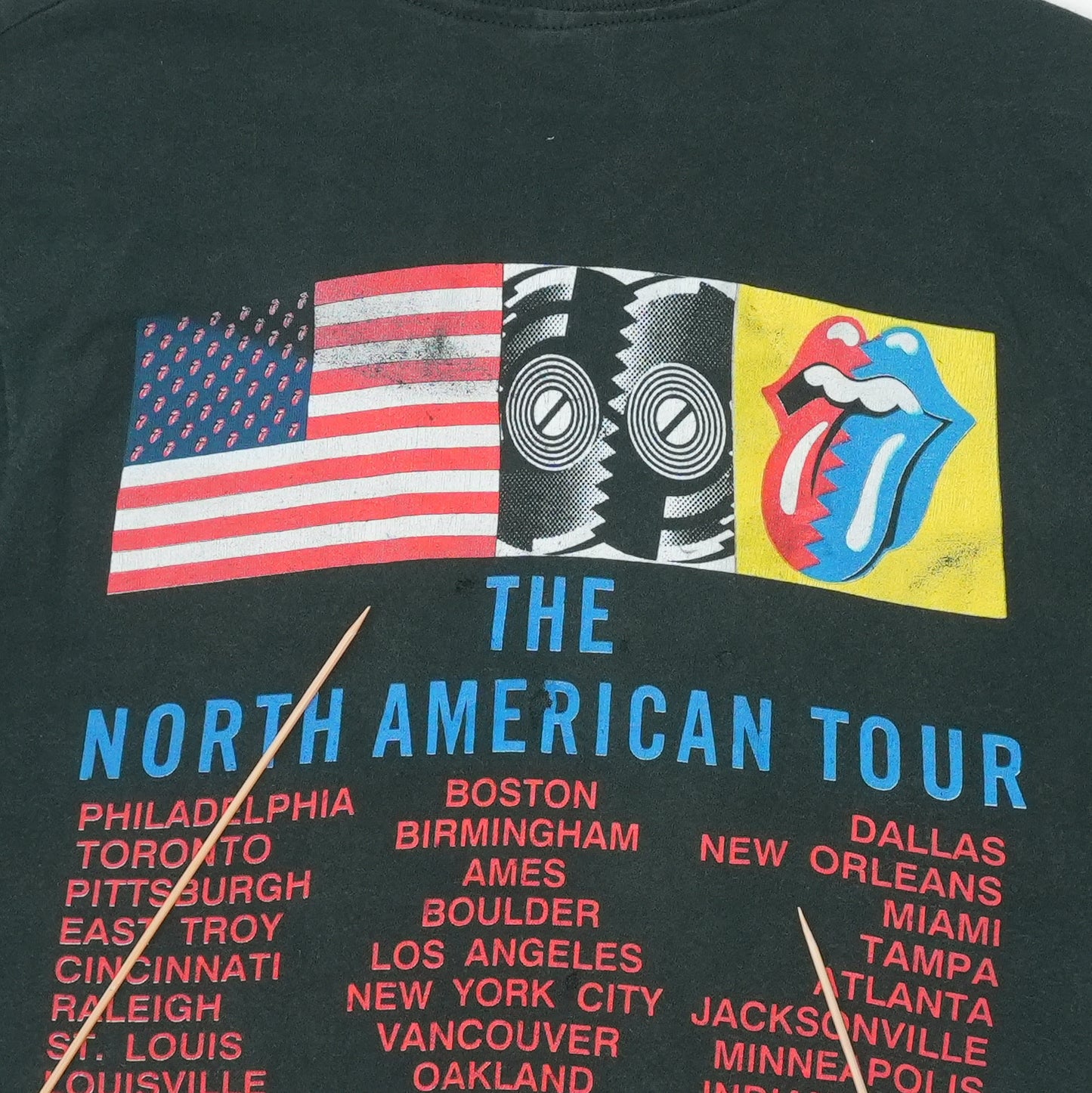 1989 Rolling Stones Steel Wheels Tour Shirt Detail
