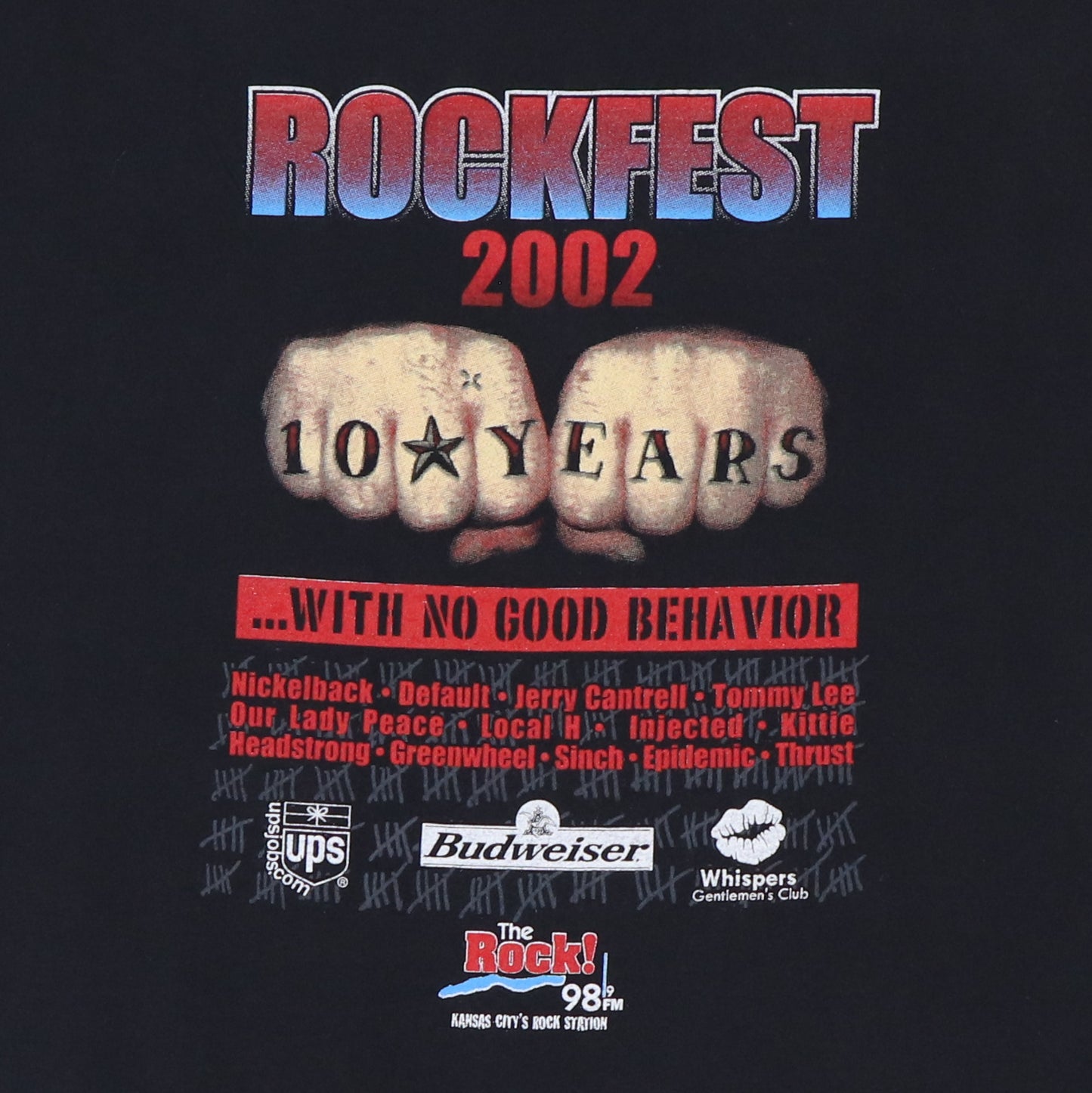2002 Rockfest The Rock 989 Shirt