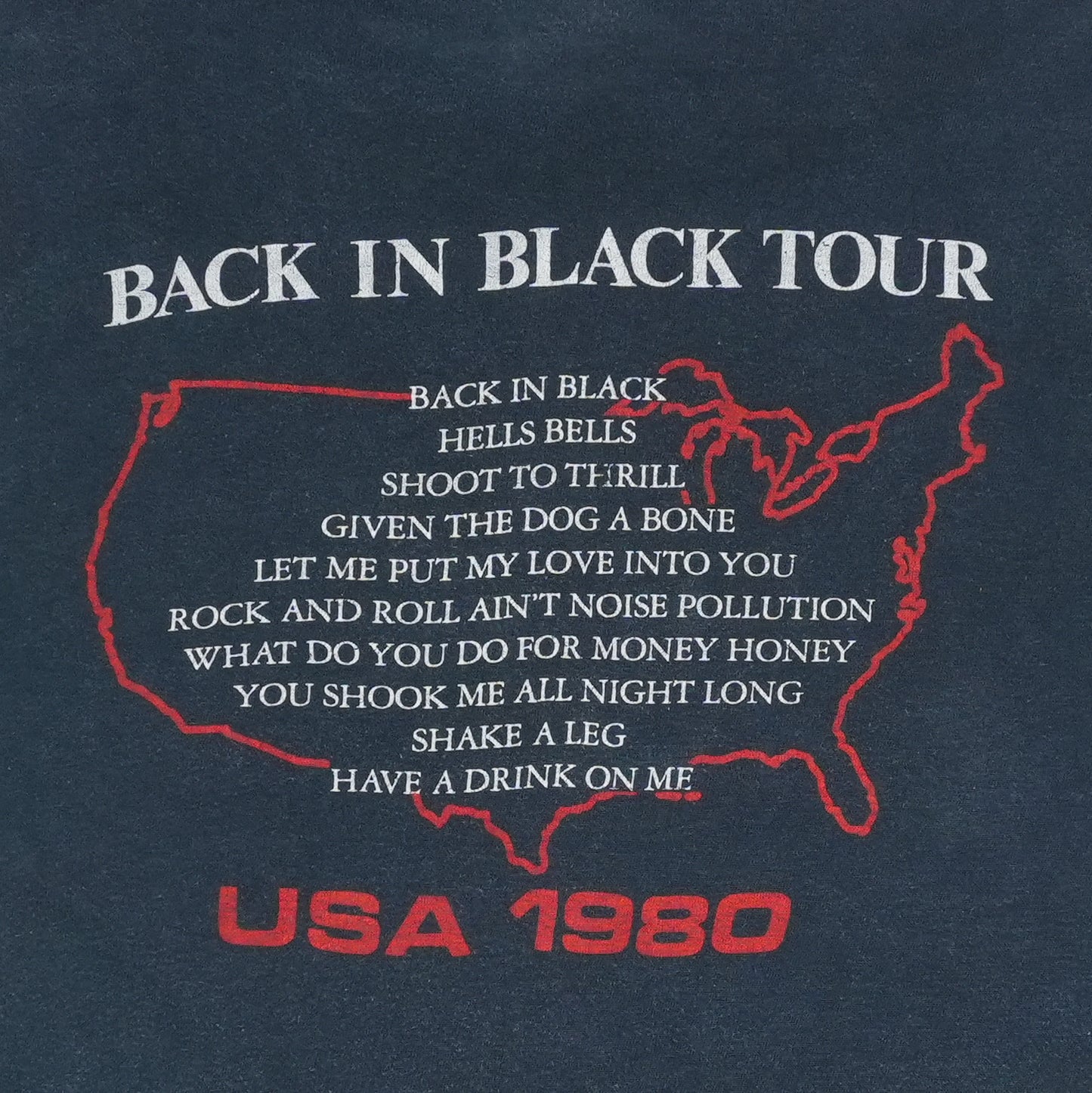 1980s ACDC Back In Black Tour Shirt Detail