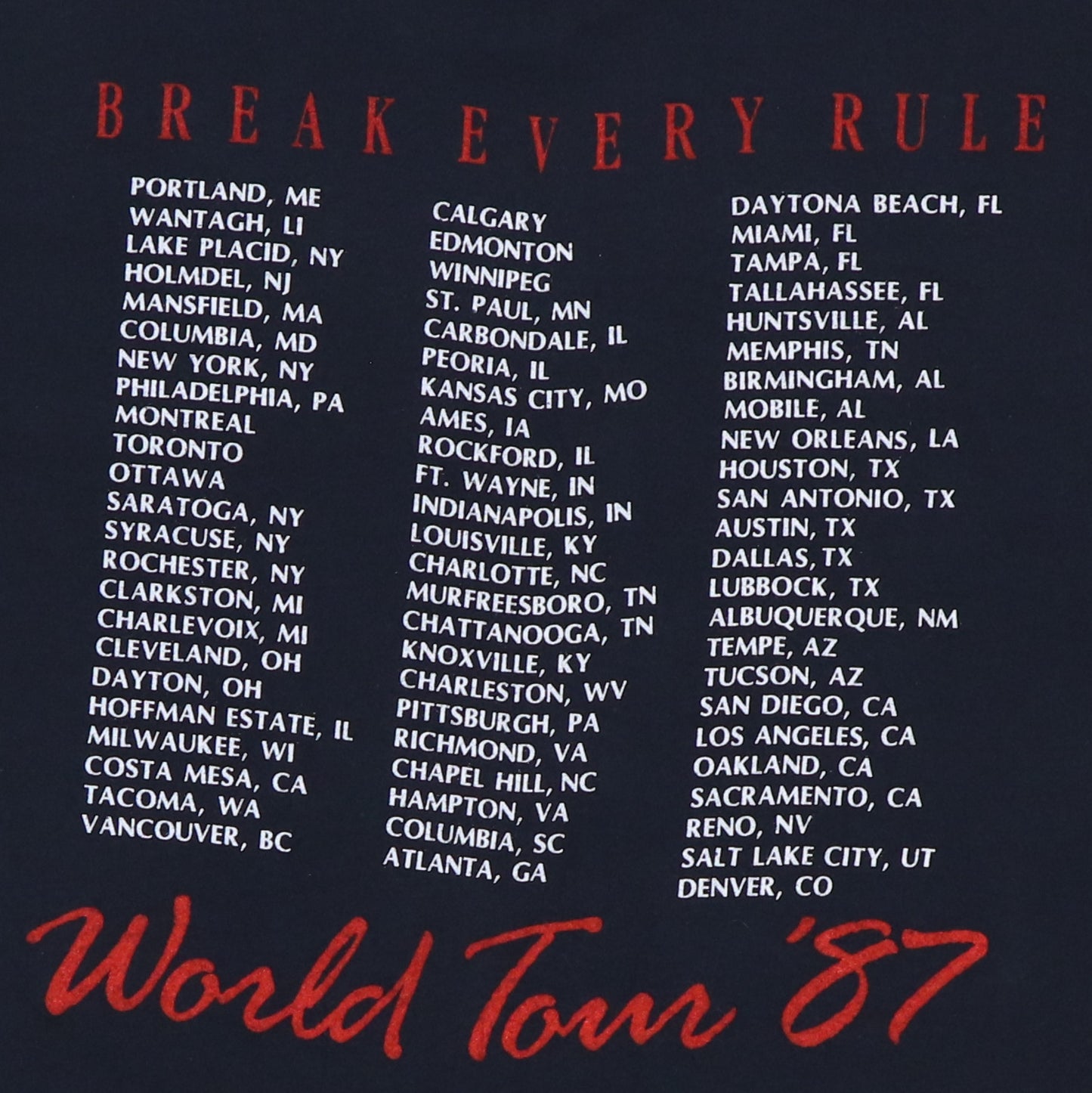 1987 Tina Turner Break Every Rule Tour Shirt