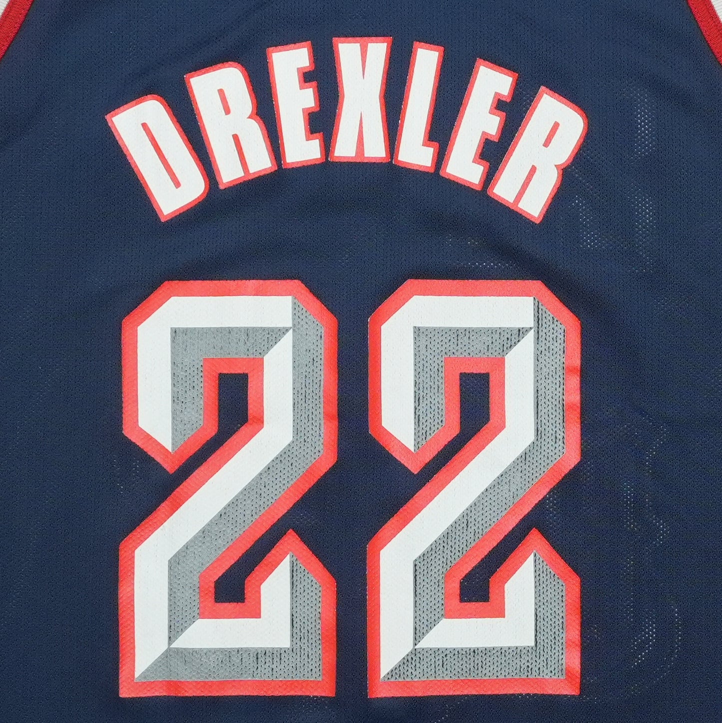 1990s Houston Rockets Clyde Drexler Champion Jersey Detail 2