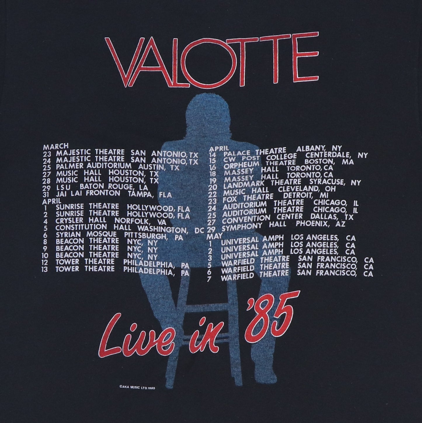 1985 Julian Lennon Valotte Tour Shirt