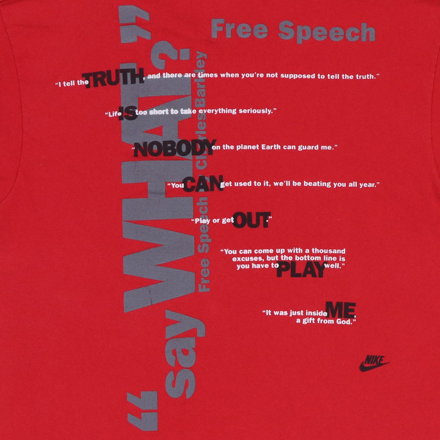 1990s Charles Barkley Free Speech Nike Shirt