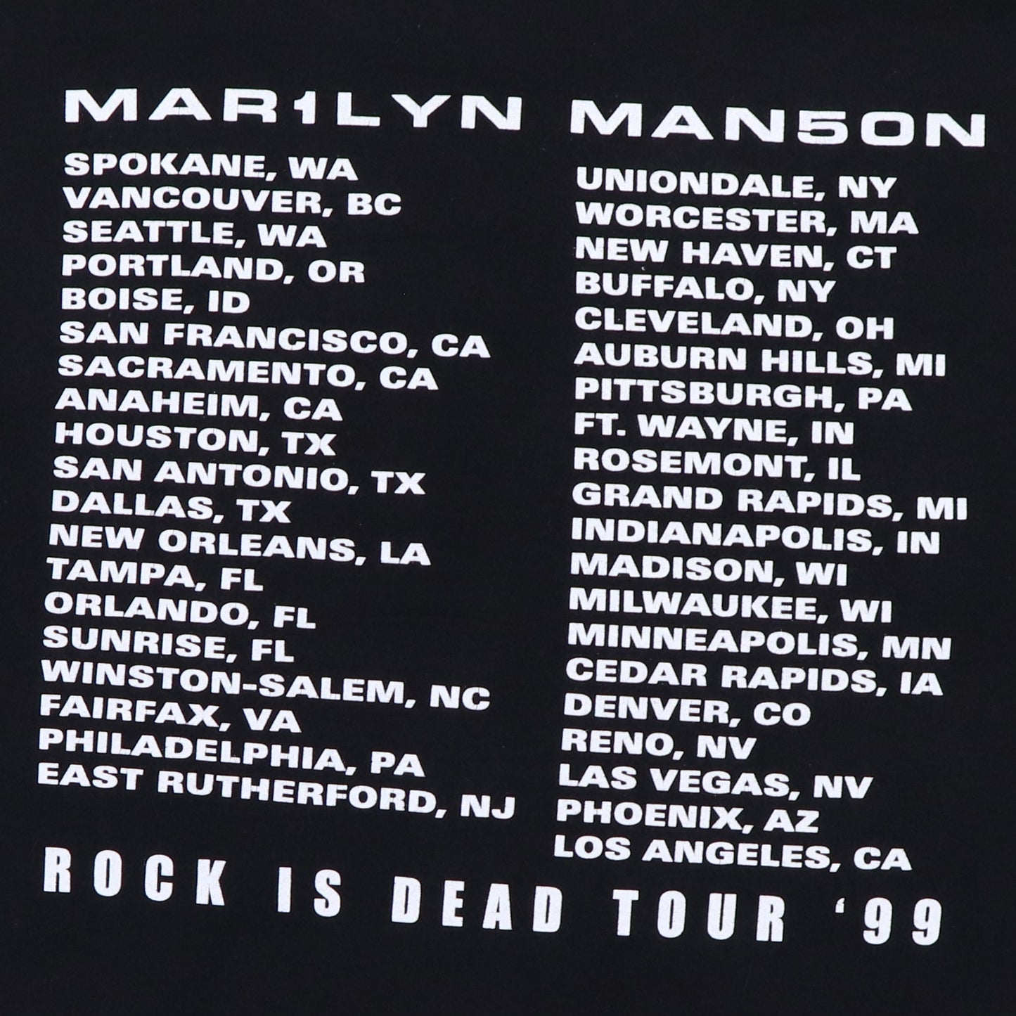 1999 Marilyn Manson Rock Is Dead Tour Shirt