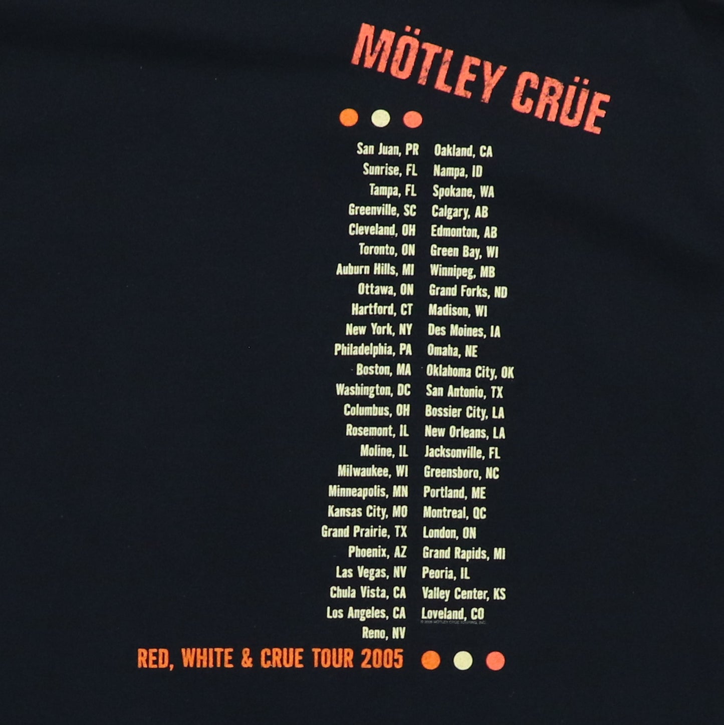 2005 Motley Crue Red White & Crue Tour Shirt
