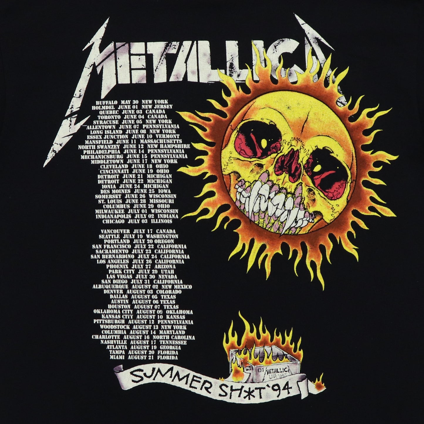 1994 Metallica Summer Shit Tour Shirt