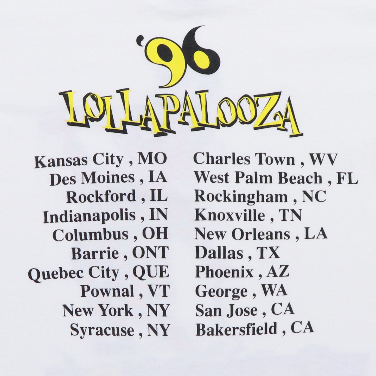 1996 Lollapalooza Tour Shirt