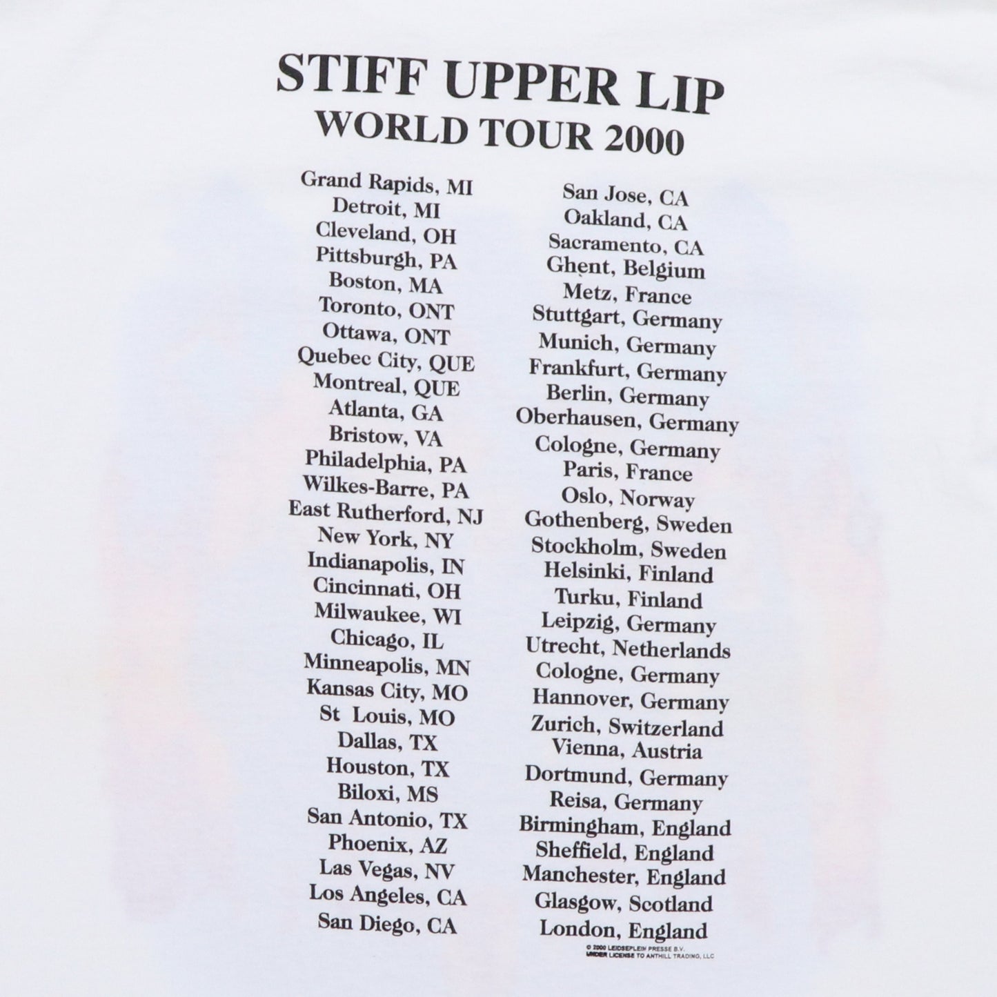 2000 ACDC Stiff Upper Lip Tour Shirt