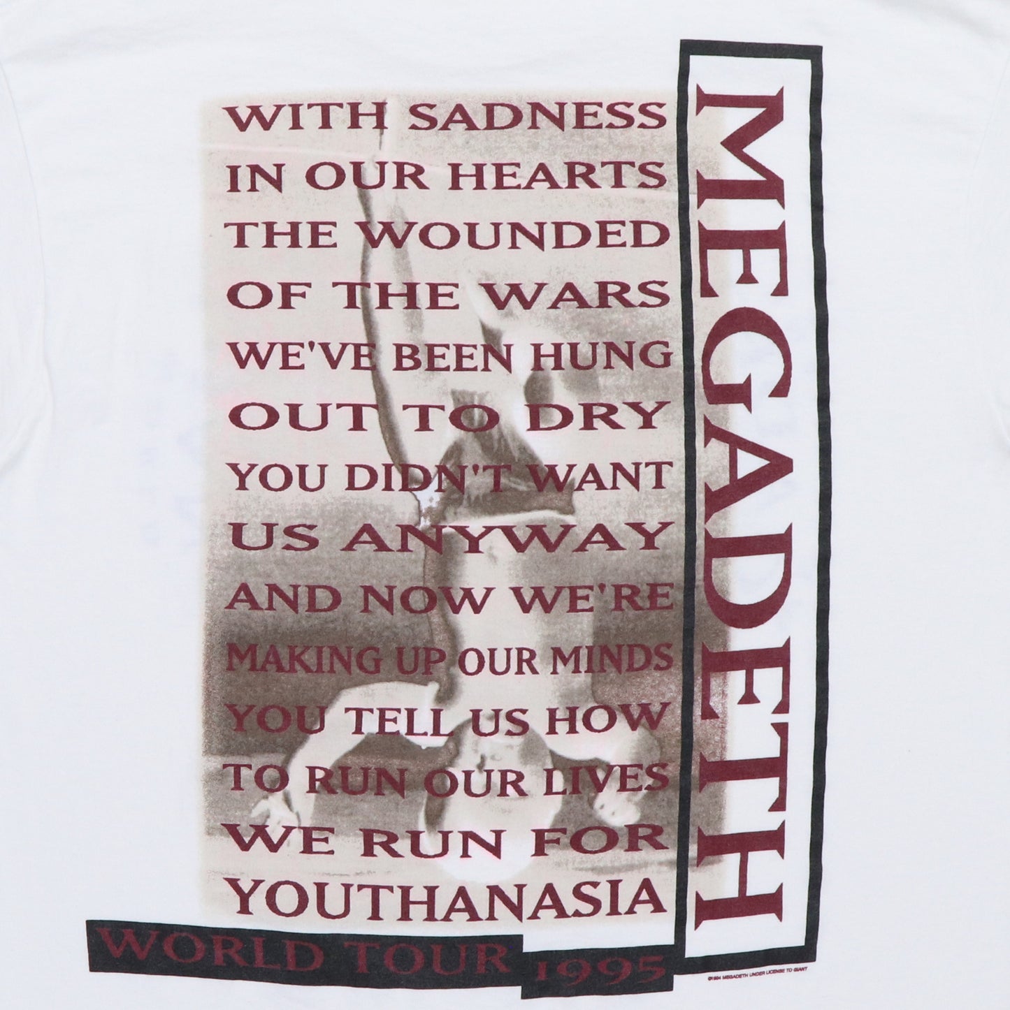 1995 Megadeth Youthanasia World Tour Shirt Detail