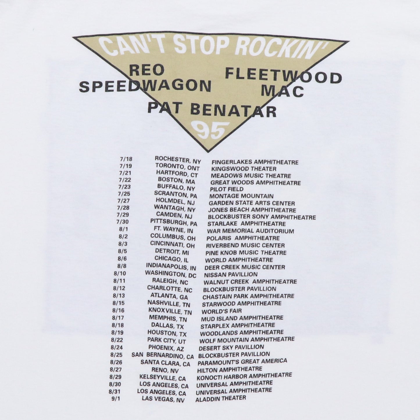 1994 REO Speedwagon Can't Stop Rockin Tour Shirt