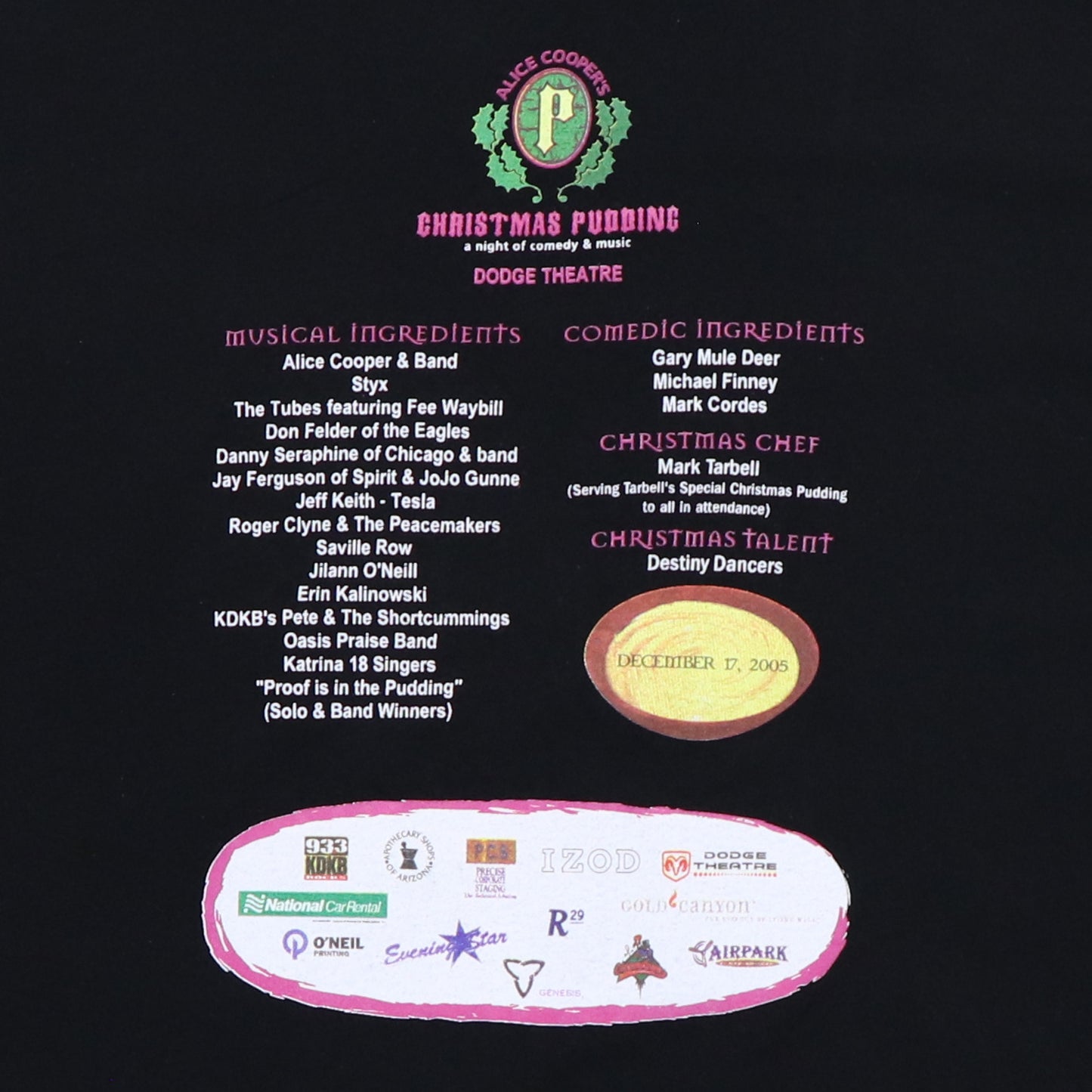 2005 Alice Cooper's Christmas Pudding Concert Shirt