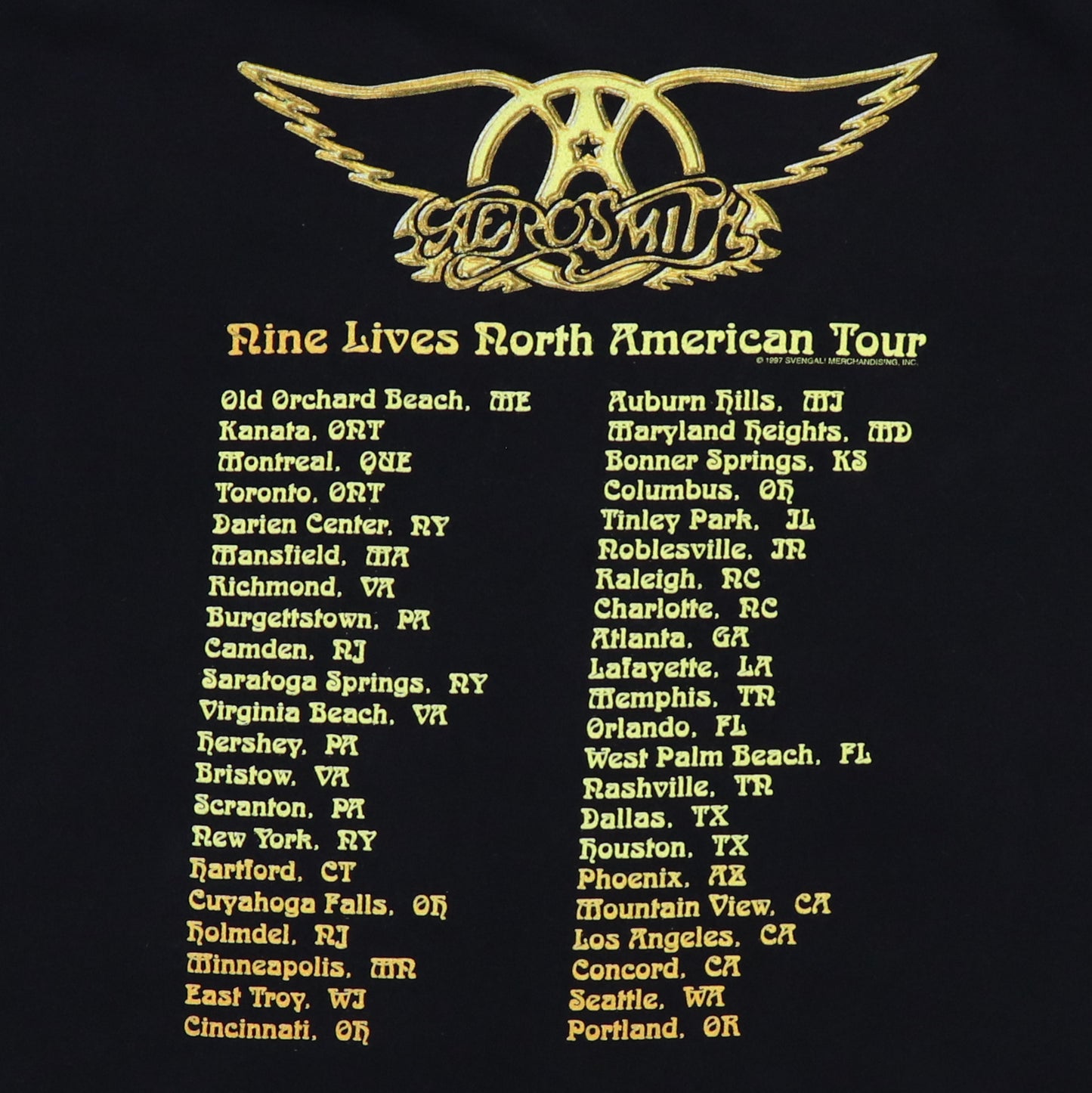 1997 Aerosmith Nine Lives North American Tour Shirt