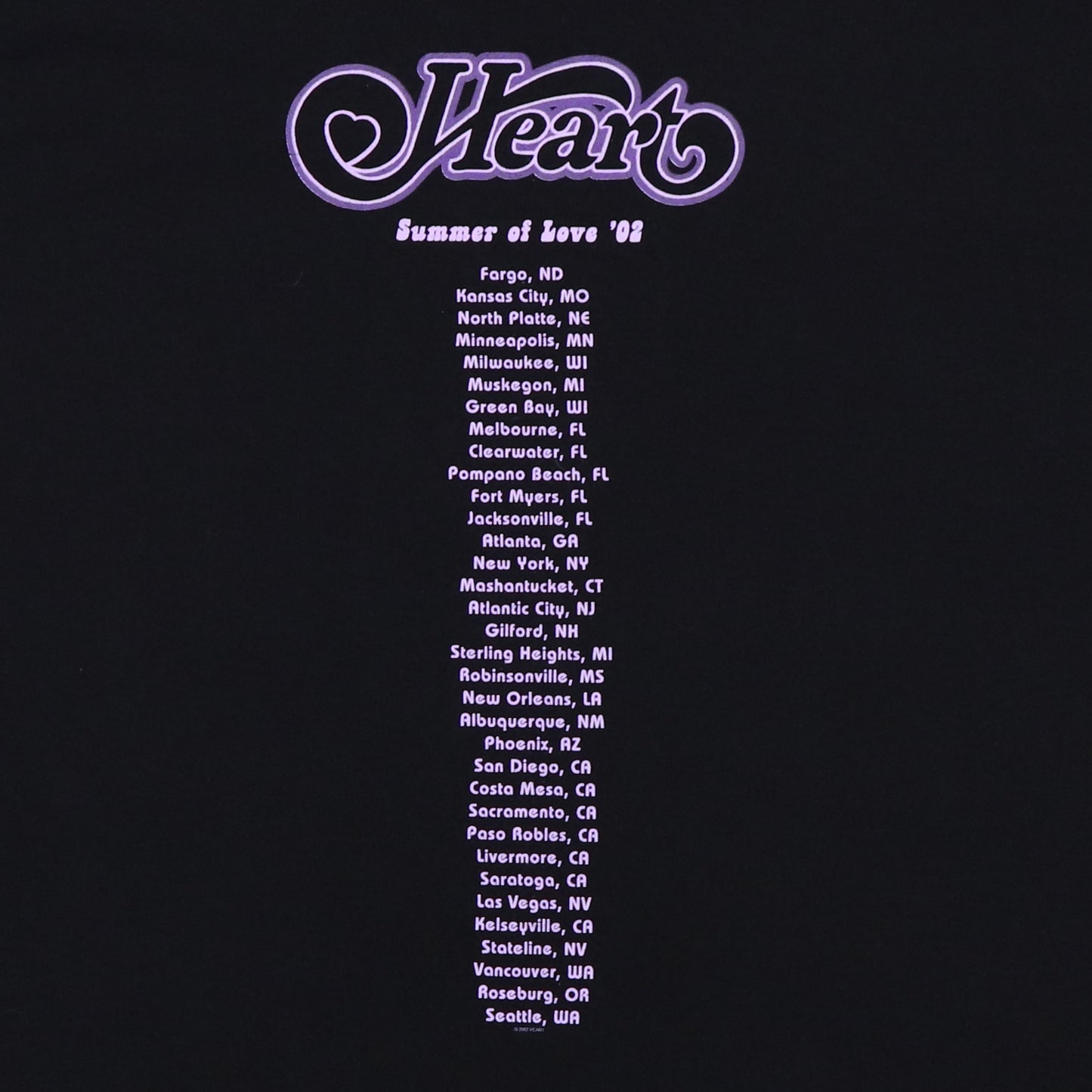 2002 Heart Summer Of Love Tour Shirt