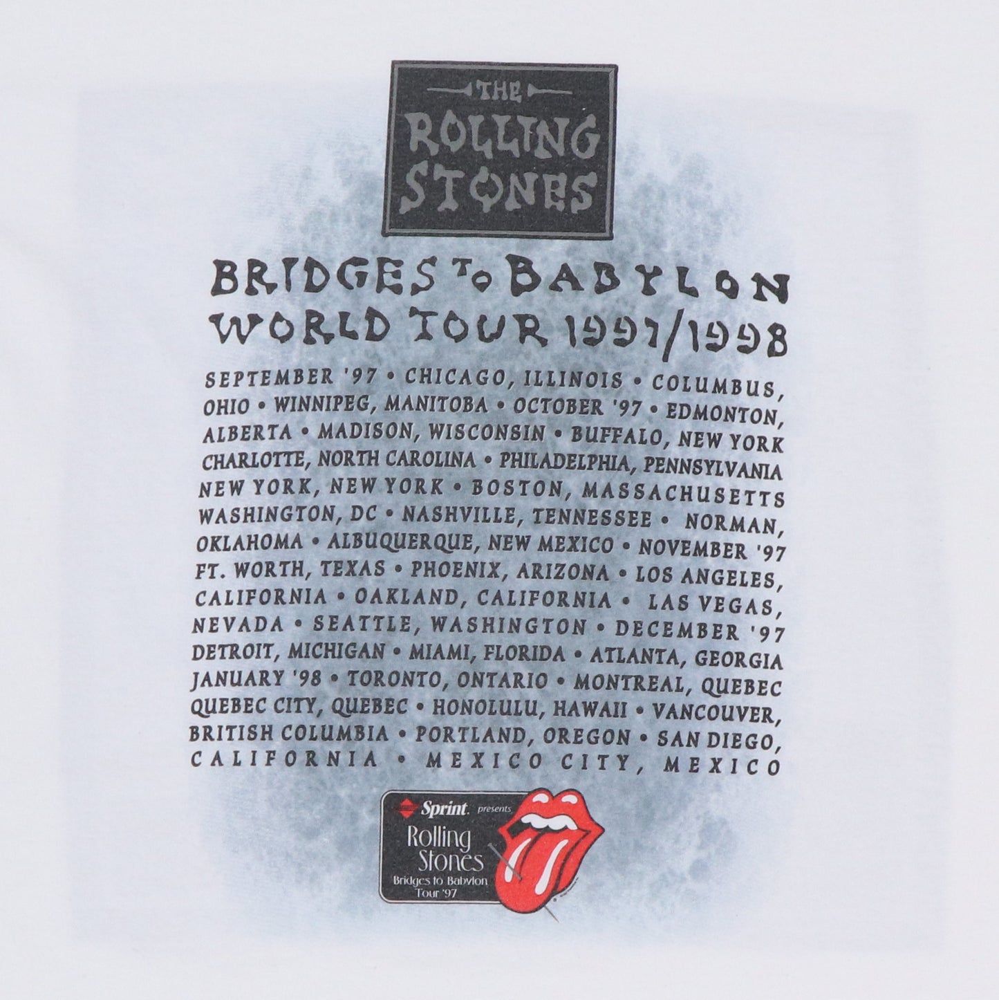 1997 Rolling Stones Bridges To Babylon Tour Shirt