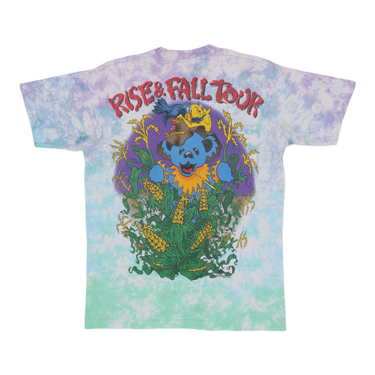 1993 Grateful Dead Rise And Fall Tour Liquid Blue Tie Dye Shirt Back
