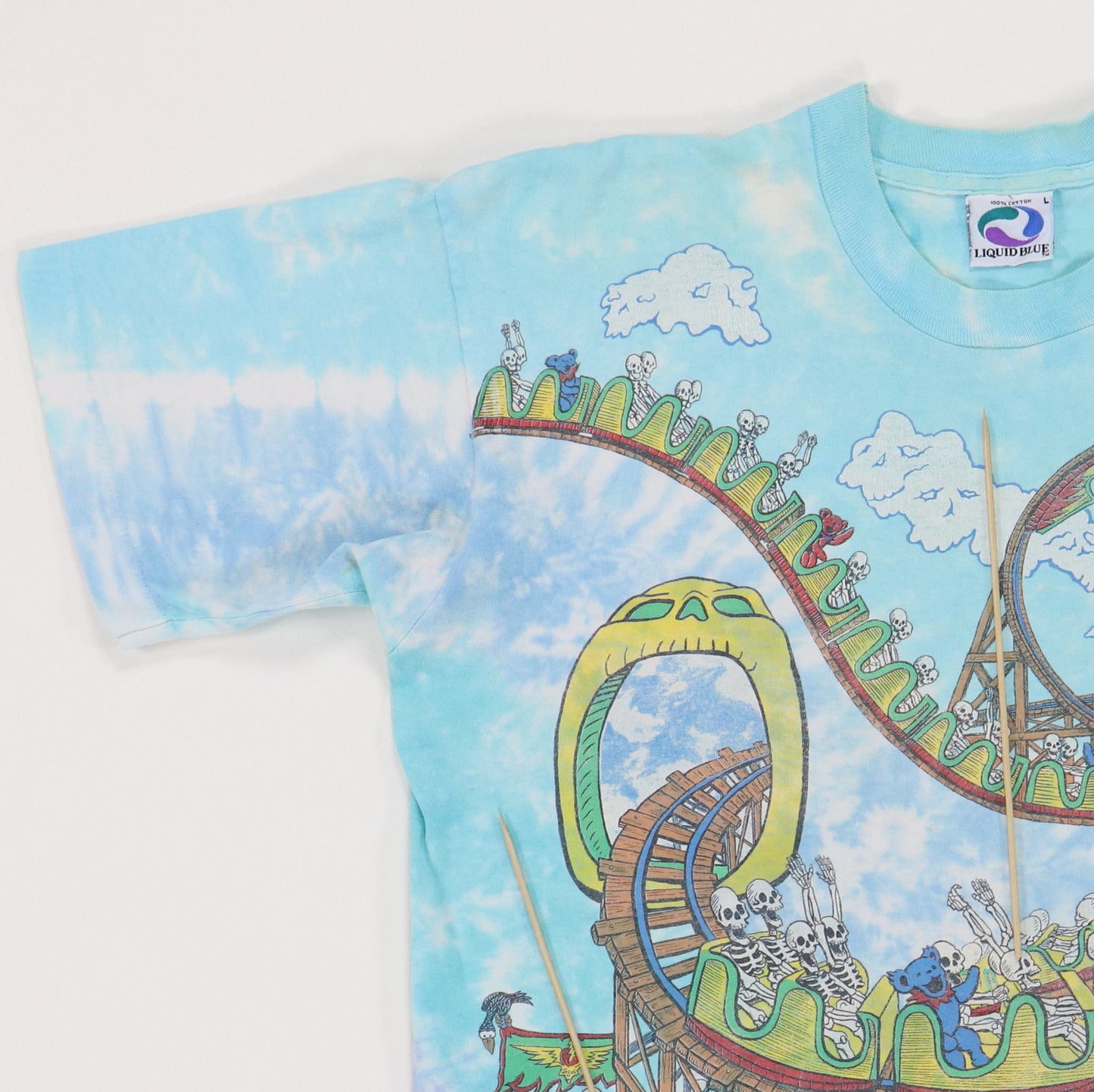 1993 Grateful Dead Amusement Park Liquid Blue Tie Dye Shirt