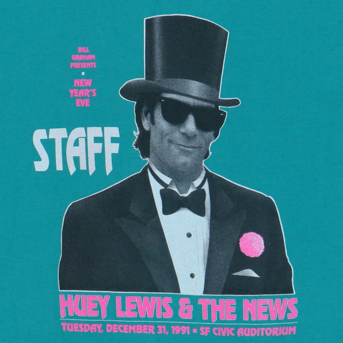 1991 Huey Lewis & The News Bill Graham NYE Concert Shirt
