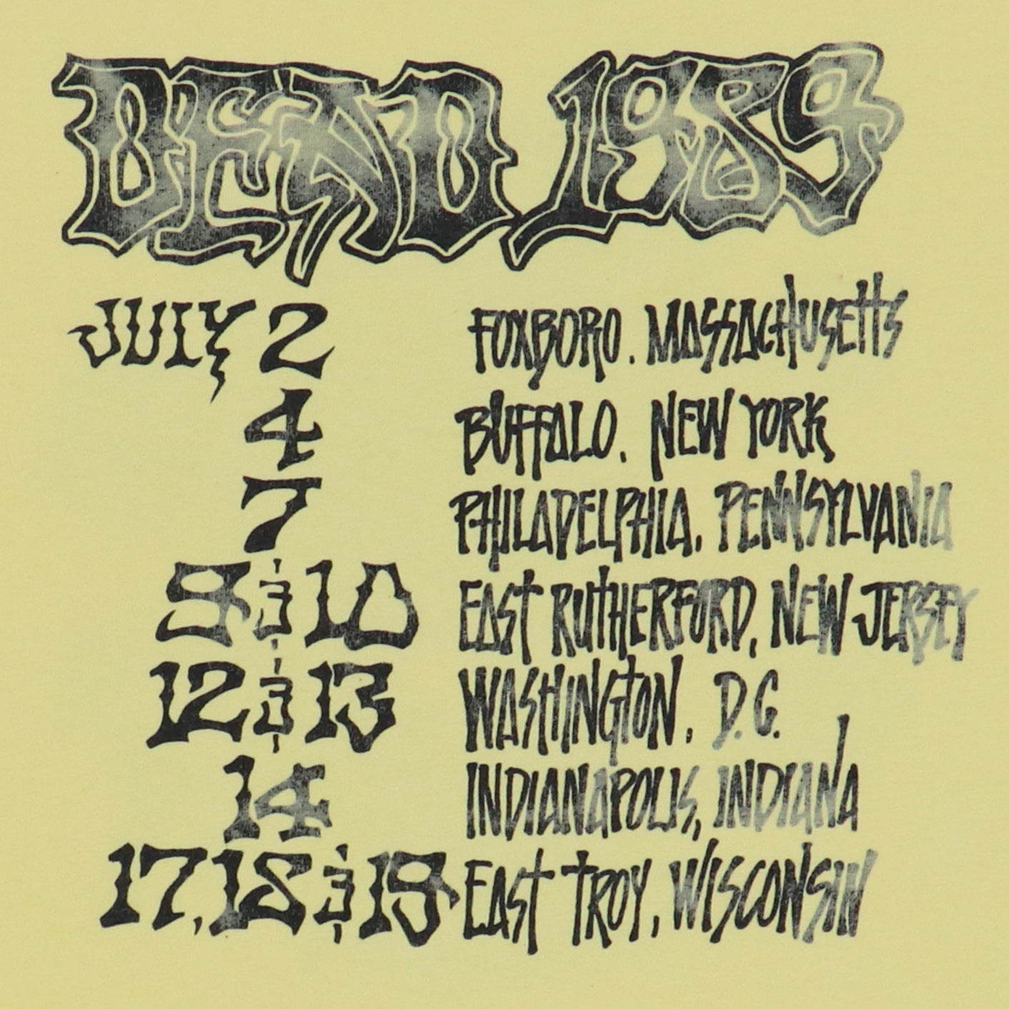 1989 Grateful Dead Rather Be Dead Tour Shirt