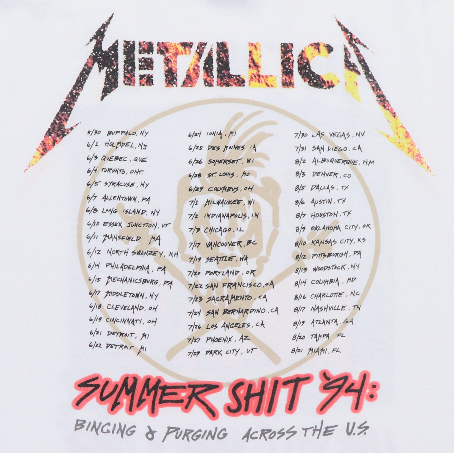 1994 Metallica Summer Shit Tour Shirt