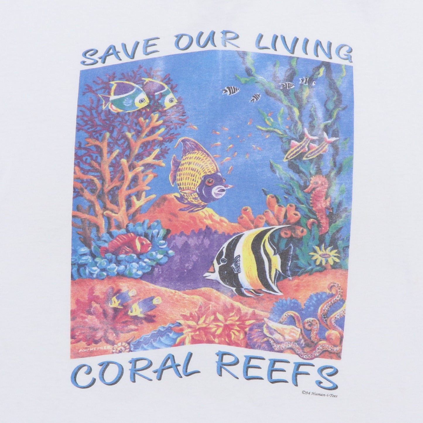 1994 Save Our Coral Reefs Ocean Fish Shirt
