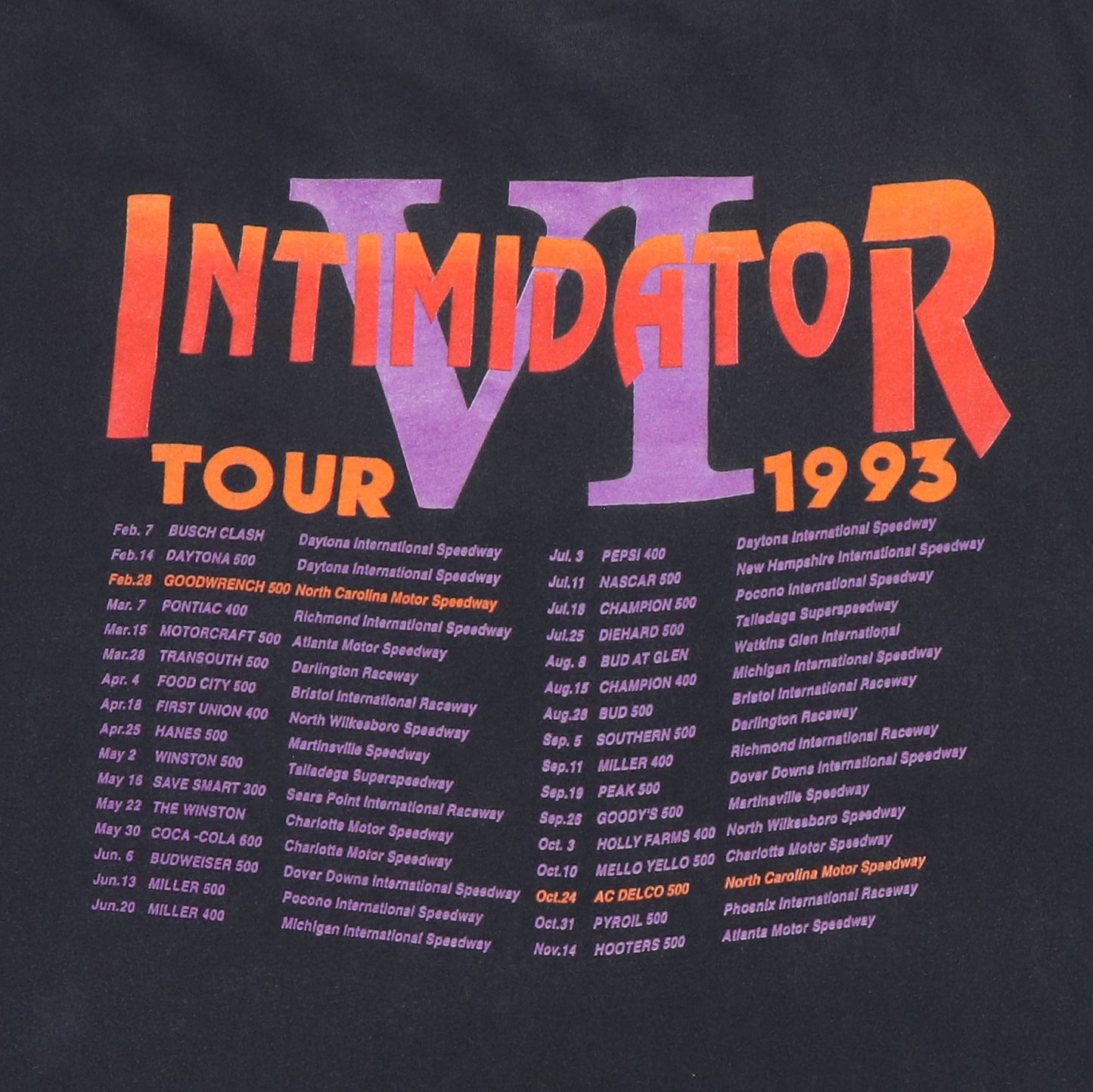 1993 Dale Earnhardt Intimidator Tour Nascar Shirt