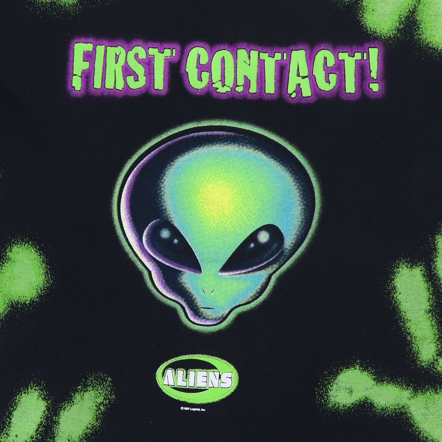 1997 Aliens First Contact All Over Print Glow In The Dark Shirt