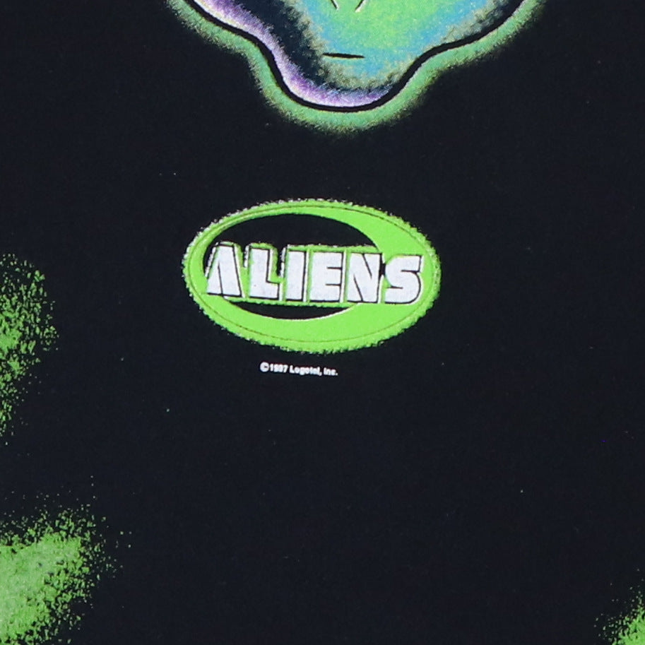 1997 Aliens First Contact All Over Print Glow In The Dark Shirt
