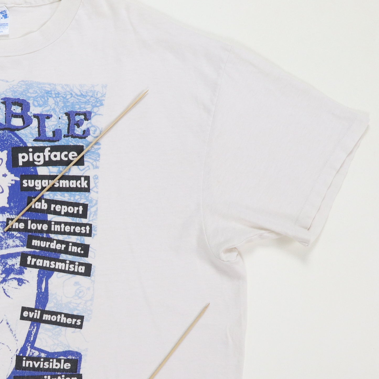 1990s Invisible Records Music Compilation Shirt Detail