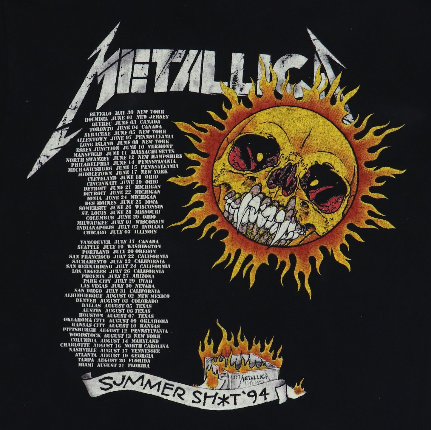 1994 Metallica Summer Shit Pushead Tour Shirt