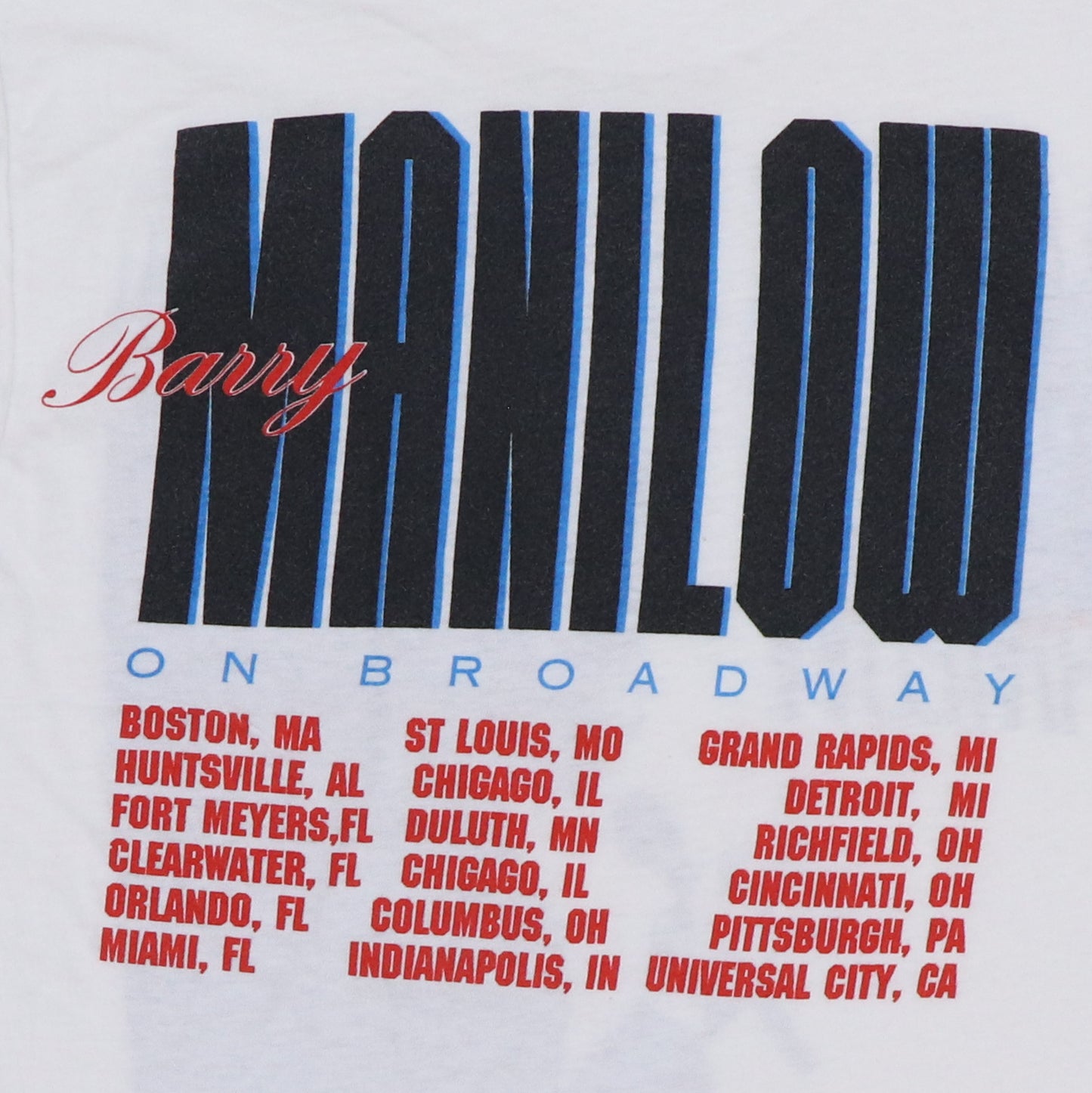 1989 Barry Manilow On Broadway Tour Shirt