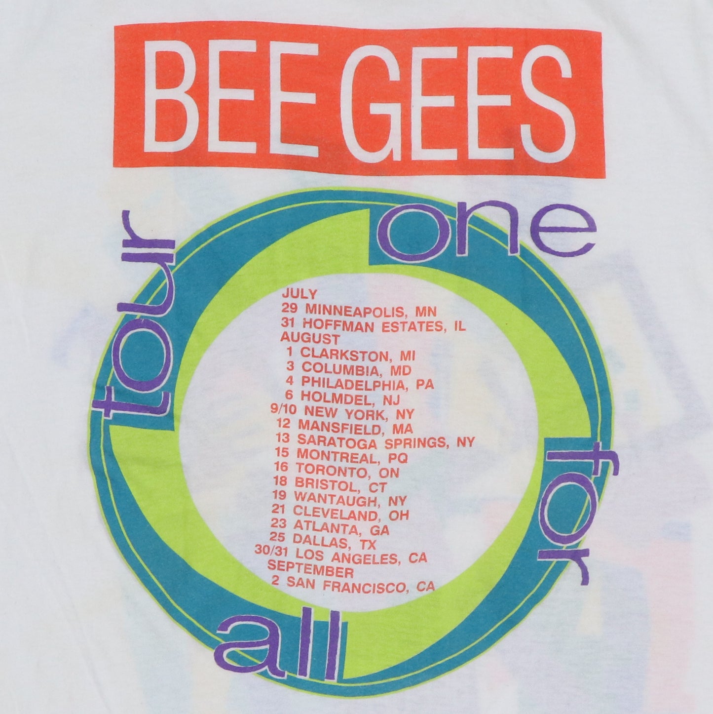 1989 Beegees One For All Tour Shirt