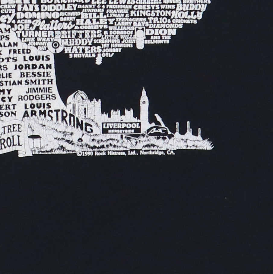 1990 Rock & Roll Family Tree Shirt Detail