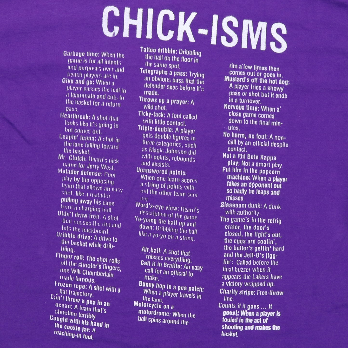 2002 Chick Hearn Voice of the Lakers Shirt