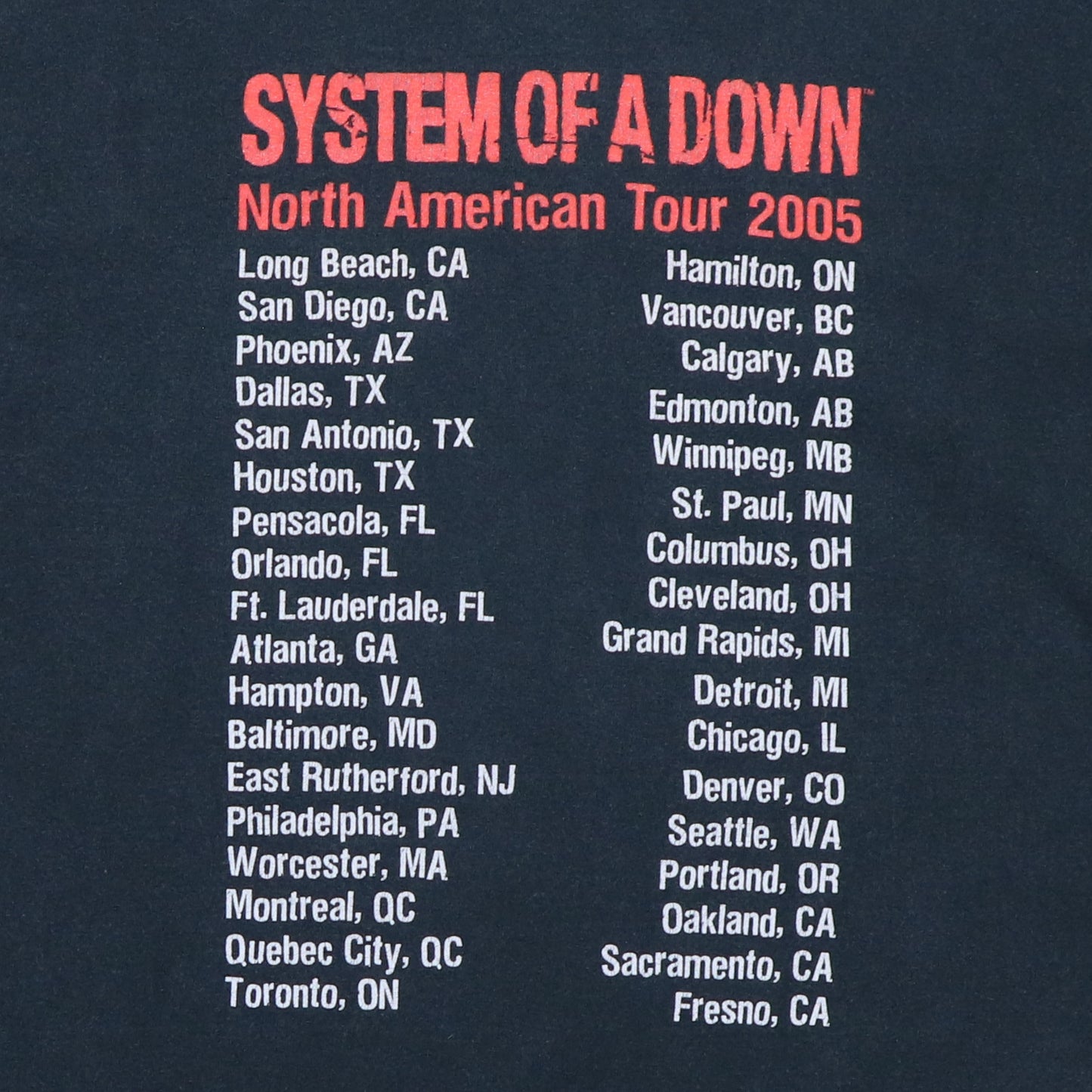 2005 System Of A Down Crew Tour Shirt