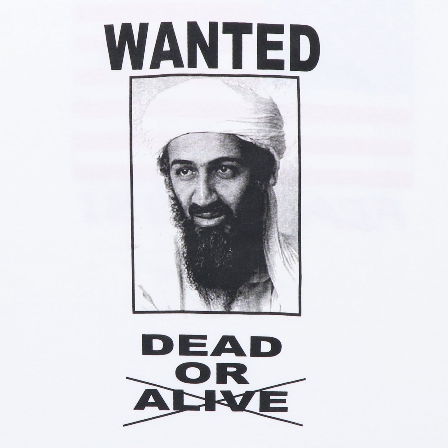 2000s Osama Bin Laden Wanted Dead Or Alive Shirt Detail