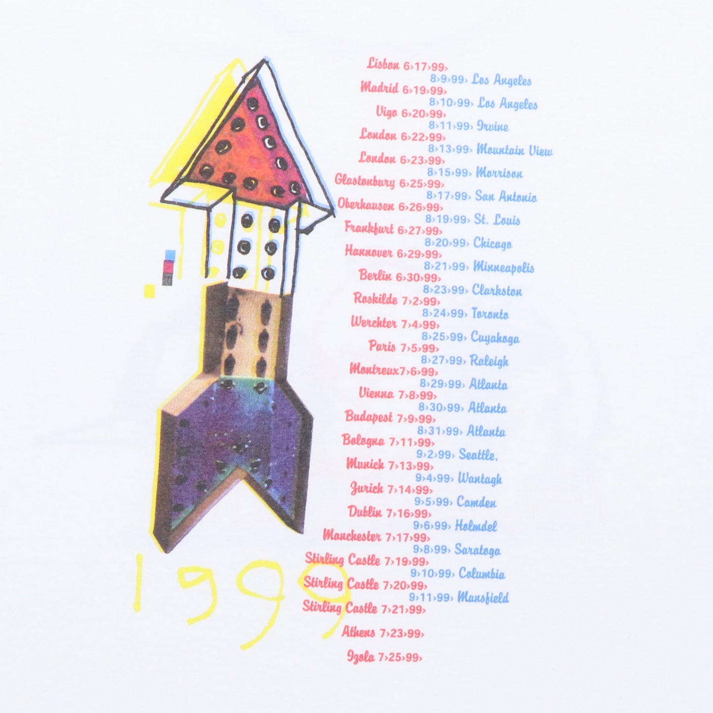 1999 REM At Their Thunderous Best Tour Shirt