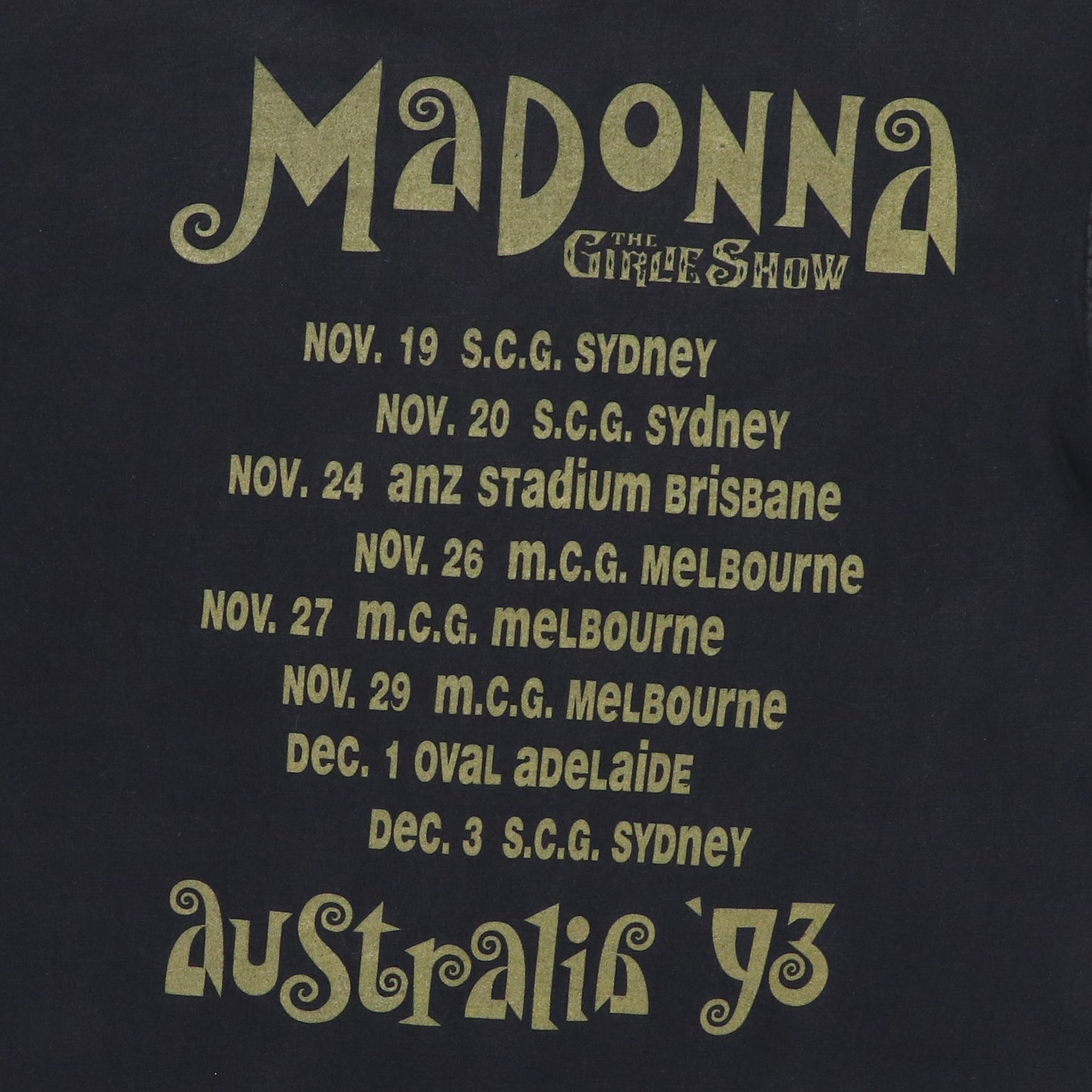 1993 Madonna Girlie Show Australia Tour Shirt